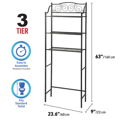 Stylish And Functional 3-Shelf Over The Toilet Space Saver Over The Toilet Storage Rack with 3-Tier Shelves, Space Saver Toilet Shelf, BR