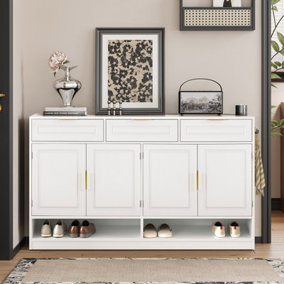 Baynard Wooden Sideboard with 3 Drawers & Adjustable Shelf