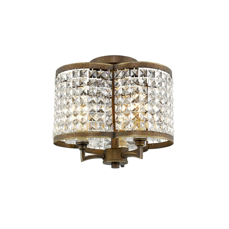 Belisle Crystal Semi Flush Mount, Palacial Bronze