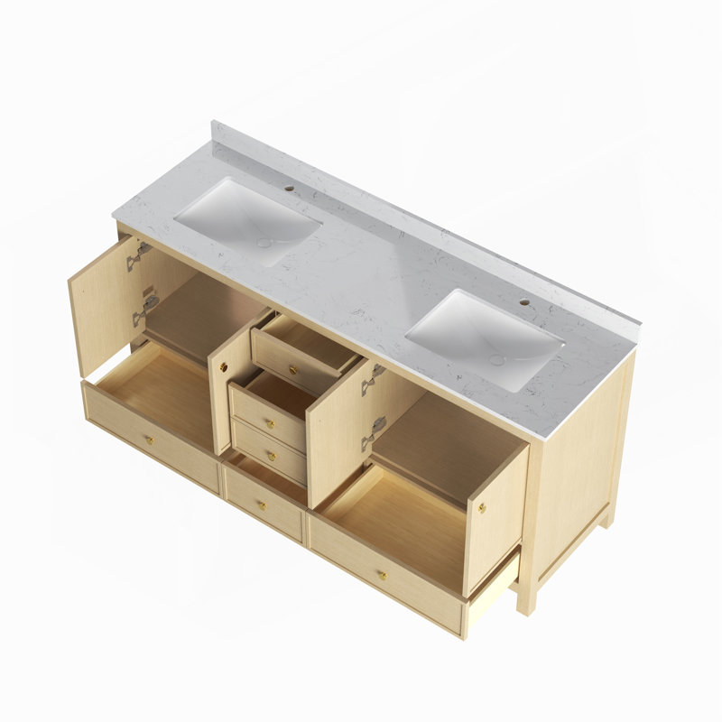 Meuble-lavabo double 72 po en chêne, Oak, 72"