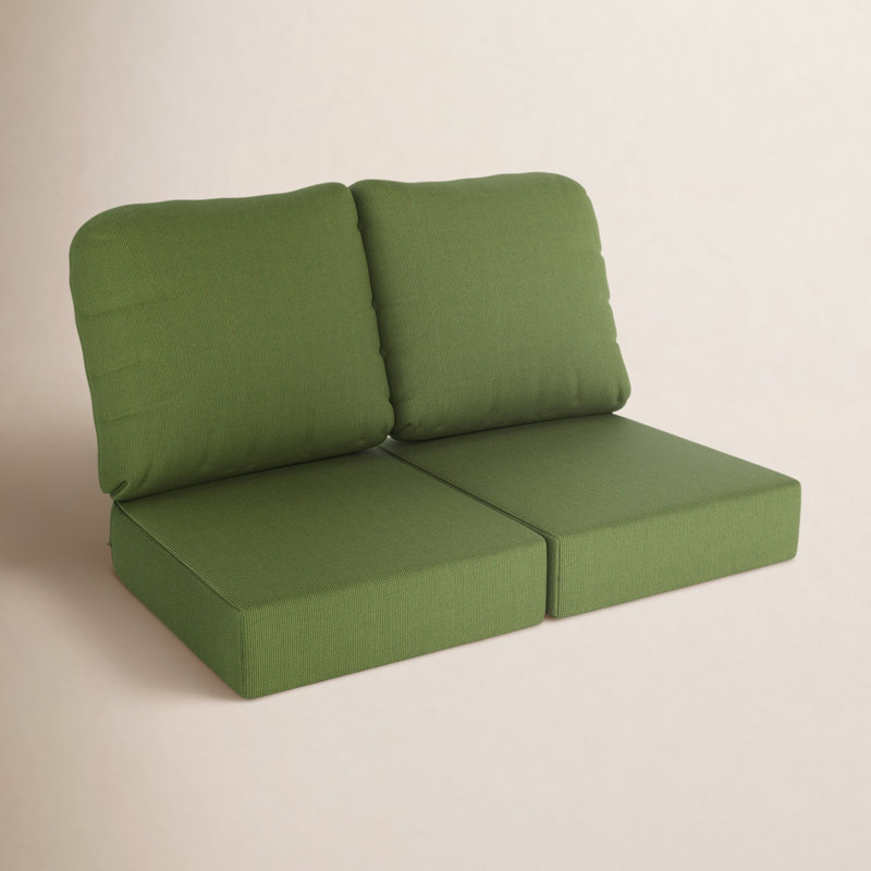 Amala Sunbrella® Indoor/Outdoor Loveseat Cushion, Spectrum Cilantro Sunbrella® Plainweave