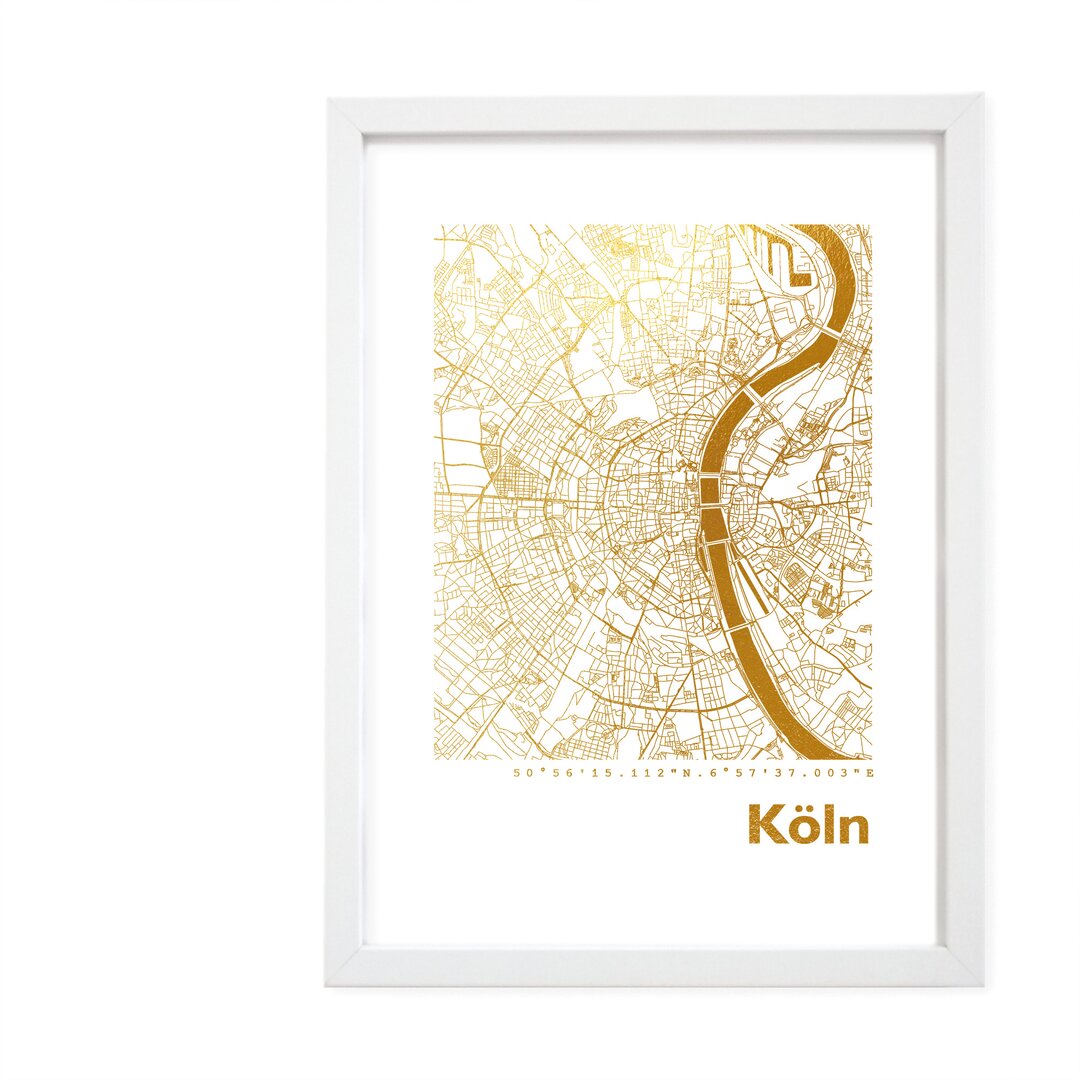 Gerahmtes Papierbild - Grafikdruck „Cologne Map”