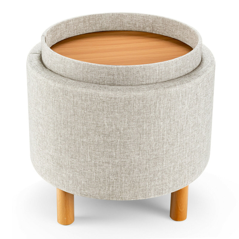 Wollstone Upholstered Ottoman, Beige