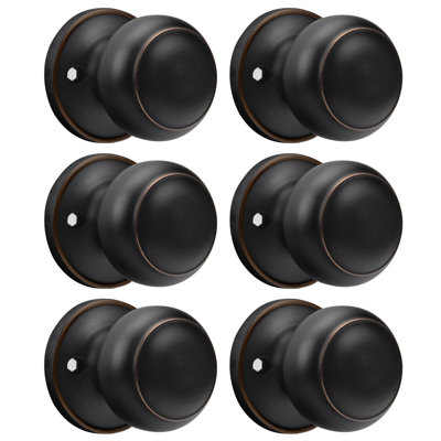 Oil Rubbed Bronze Non-Turning Inactive Dummy Door Knobs for Closet Doors, Set of 3 (6 Pieces)