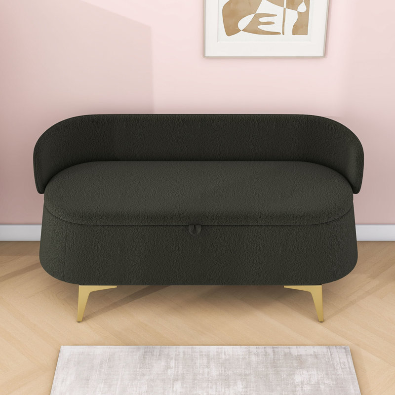 Upholstered Bed End Sofa Stool with Storage Space, Green