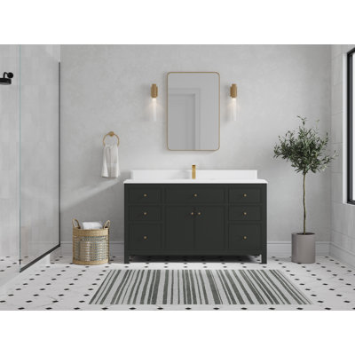 Sonoma 60 In. W X 22 In. D Single Sink Bathroom Vanity In Blacktop With Cove Edge Quartz
