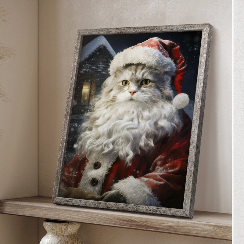 «Santa Paws II», reproduction encadrée - bois massif, H 11 po x l 9 po