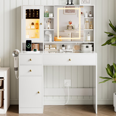 Vanity Desk With Mirror And Light