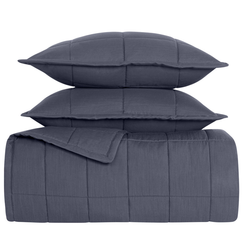 Slub Tencel Twin Coverlet Set , Marine