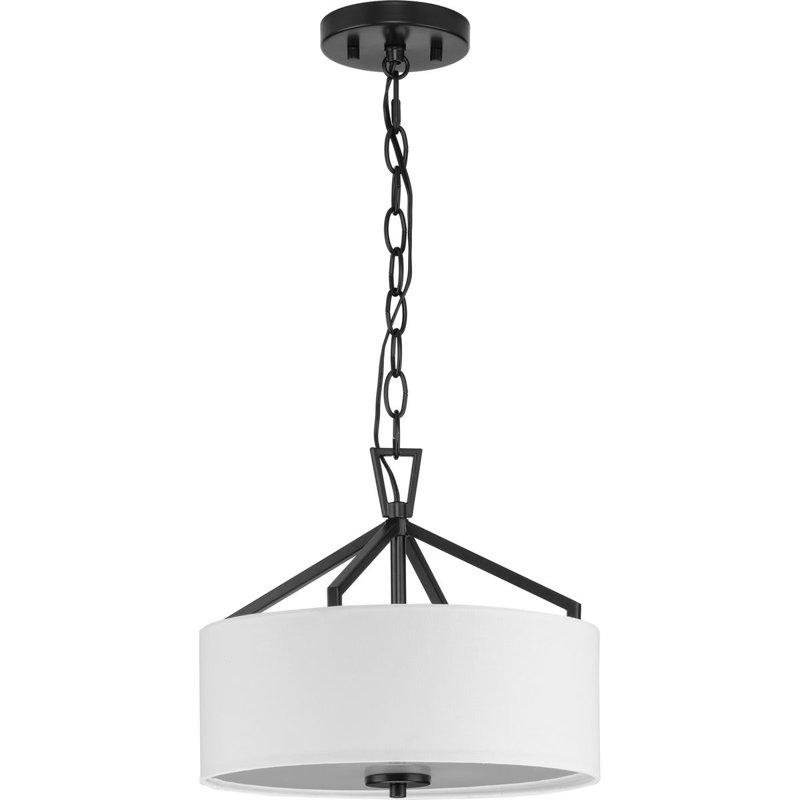 Plafonnier semi-encastré en tissu, Noir mat