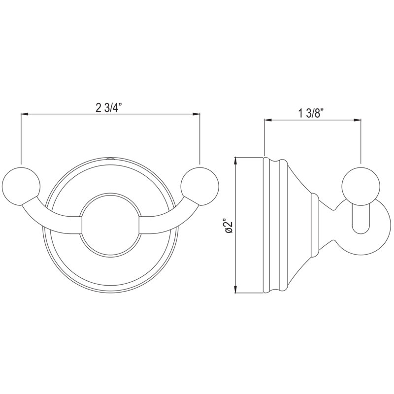 Georgian Era Wall Mounted Robe Hook, Polished Chrome