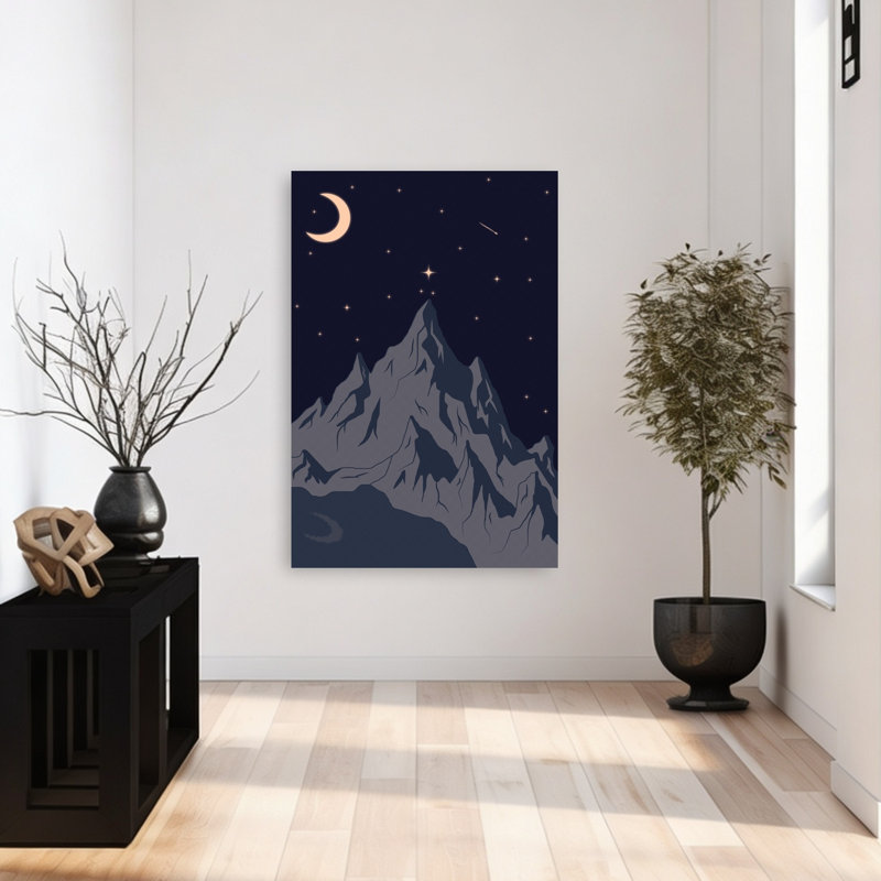 «Starry Mountain Night Peaceful Serene Tranquil Landscape Mountain», reproduction d'art murale, H 48 po x l 32 po