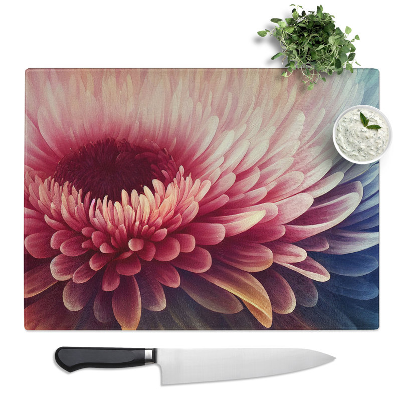 Chrysanthemum Flower Vol.3  Glass Chopping Board
