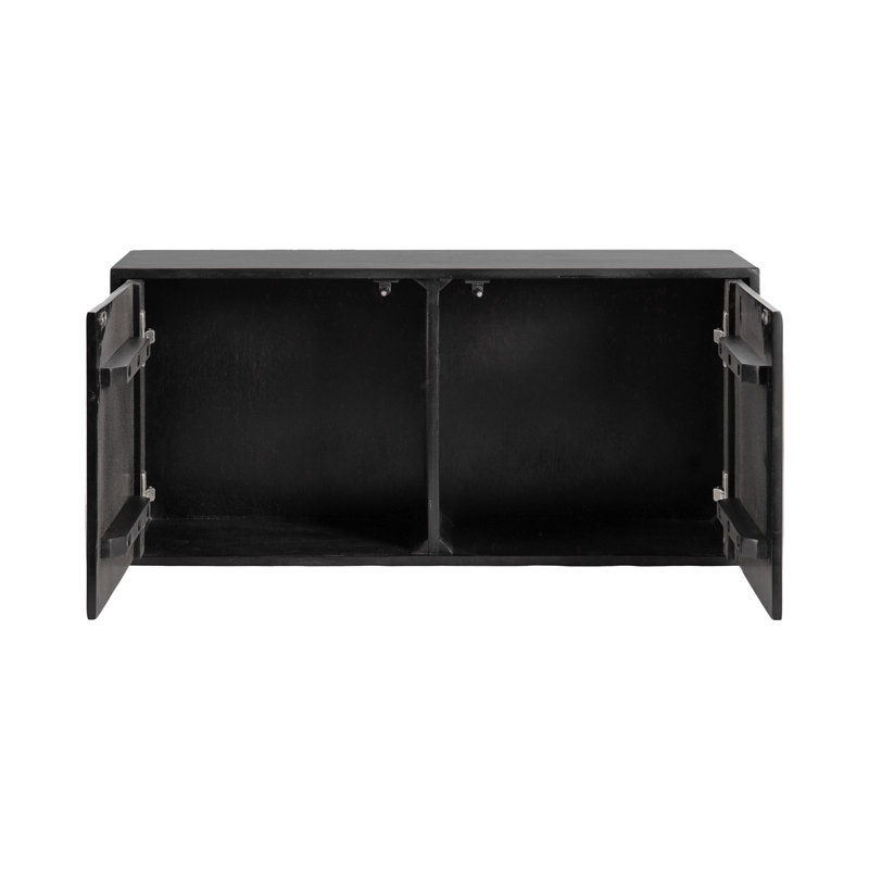 Wooden Wall Cabinet with Push-Close Doors, Black