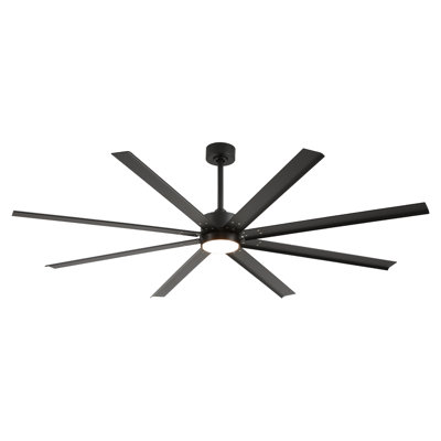 Industrial Style 8 Blade Aluminum Alloy Ceiling Fan With Remote, Quiet Large Ceiling Fan With Led Light, 6 Speed Modern Ceiling Fan With Light  For Living Room, Patio, Farm