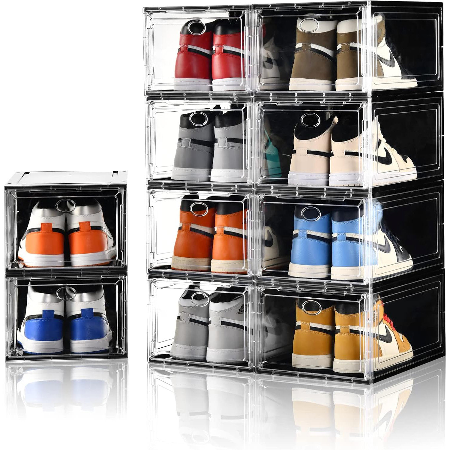 Rebrilliant 10 Pack Shoe Boxes Stackable,Upgraded Sturdy Storage Boxes ...