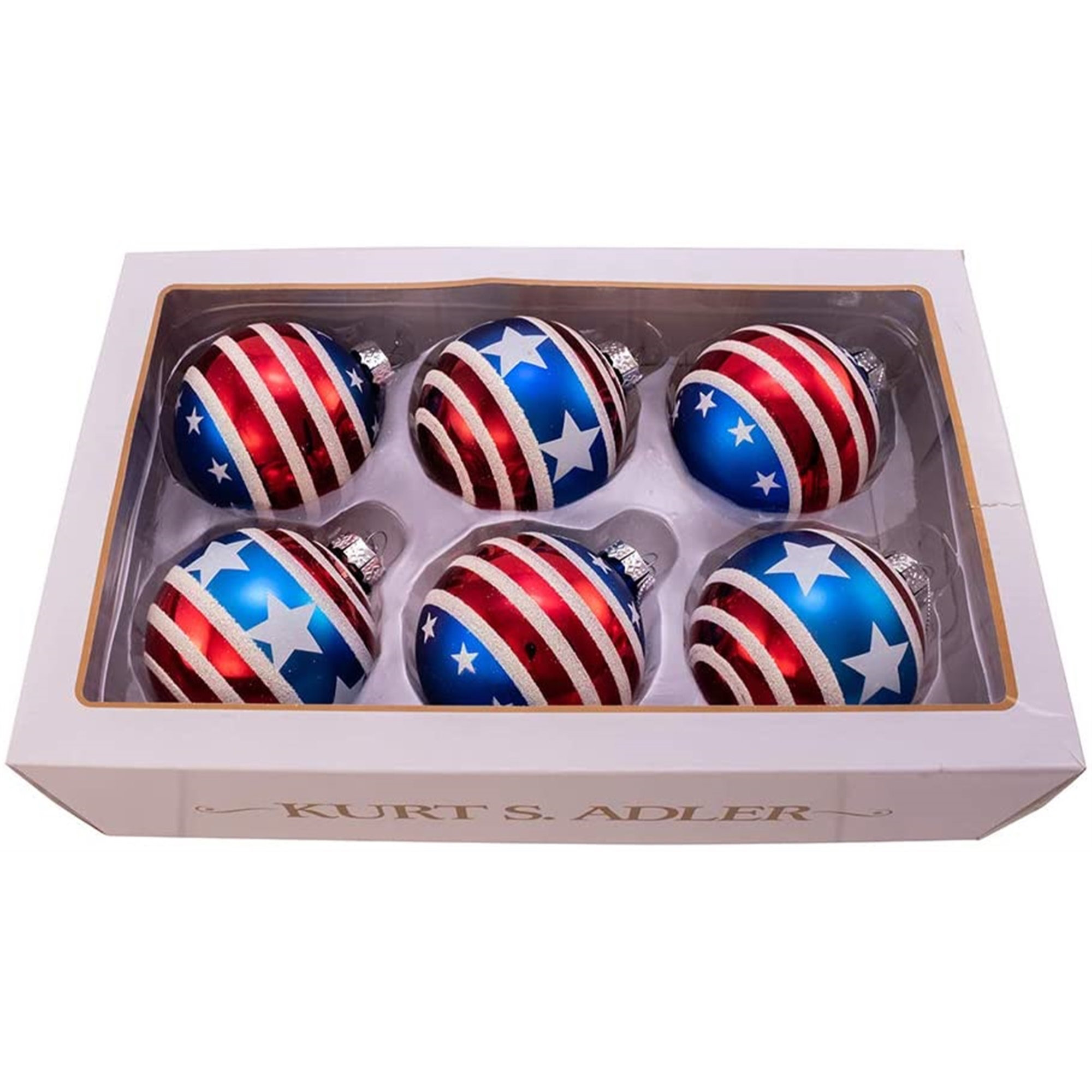 Kurt Adler 6 Piece Stars and Stripes Glass Ball Ornament Set & Reviews | Wayfair