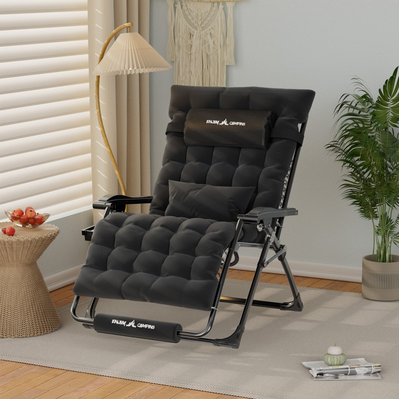 Dark Gray Oversized Zero Gravity Reclining Lounger with Cushions