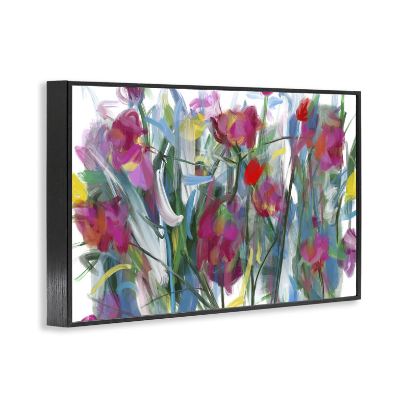 Expressive Blooming Roses Framed Giclee, design by Atelier Posters, 12" H x 18" W, Midnight Black Framed Giclee