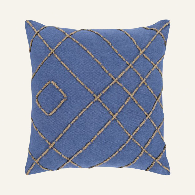 Irvington Texture Cotton Geometric Throw Pillow Cover, 18" x 18", Cream/Khaki
