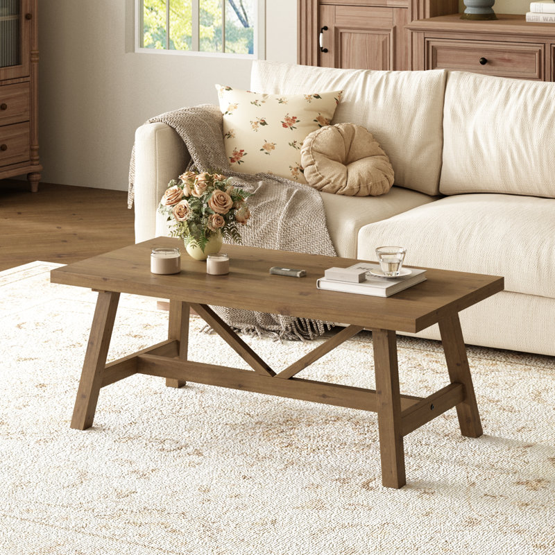 Danzler 43"W Rustic Solid Wood Single Coffee Table for Living Room
