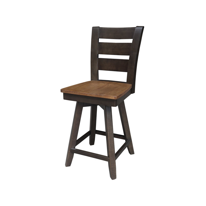 Kinnaird Swivel Counter Height Bar Stool, Hickory/Washed Coal, Counter Stool (24" Seat Height)