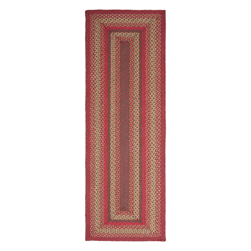Burkleigh Farmhouse Braided Red Jute Area Rug, Runner 2' x 6'