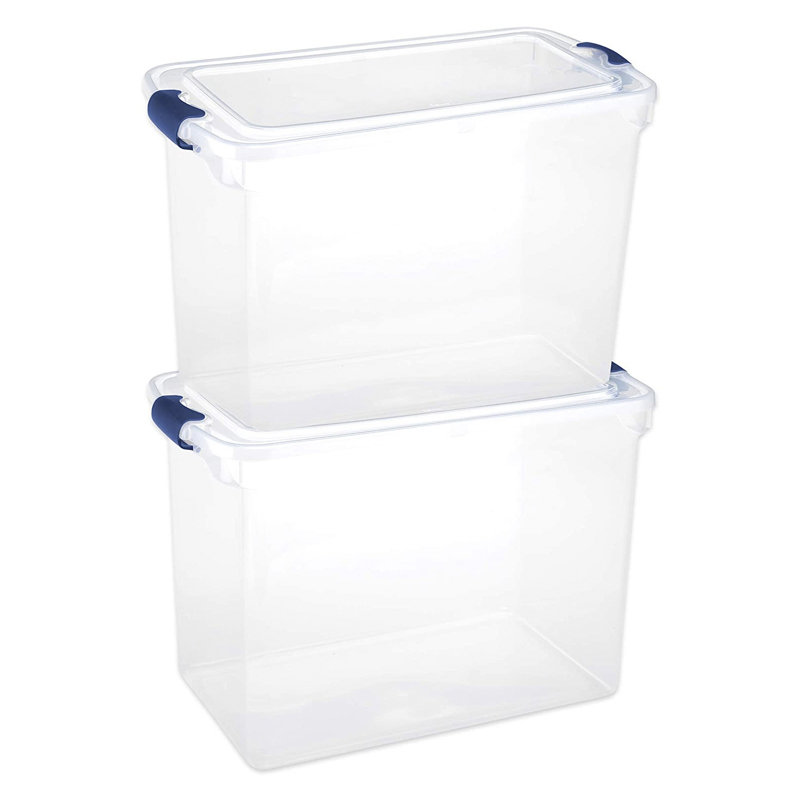 Bac de rangement avec couvercles Homz, 112 pte, Bleu / Transparent, 2