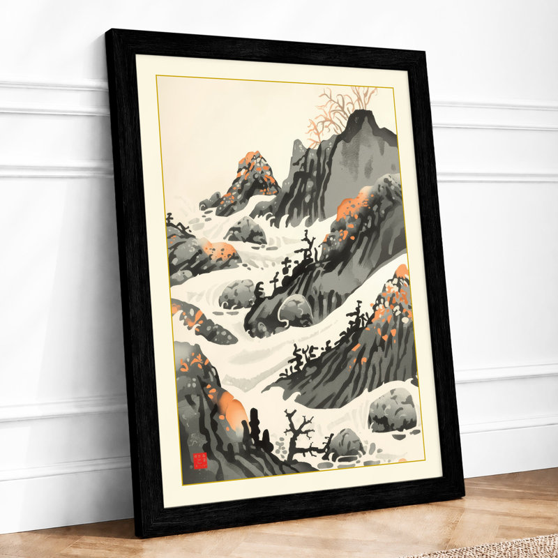 Mountain Wilderness Scandinavian - Framed Print, A1 - 84.1 x 59.4 cm, Black