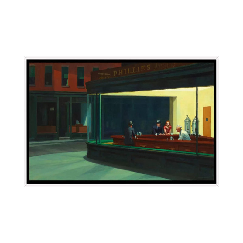 « nighthawks, 1942 » par edward trémie-impression, Toile blanche encadrée, H 18 po x l 26 po x P 1,5 po