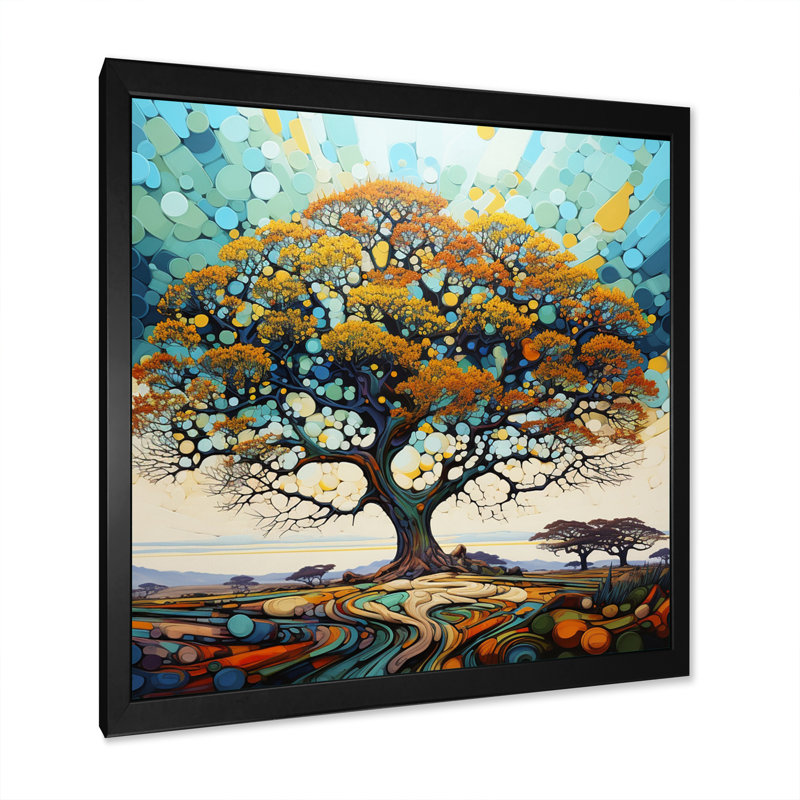 Baobab Tree Dancing III sur toile, Cadre simple noir, H 36 po x l 36 po x P 1,5 po