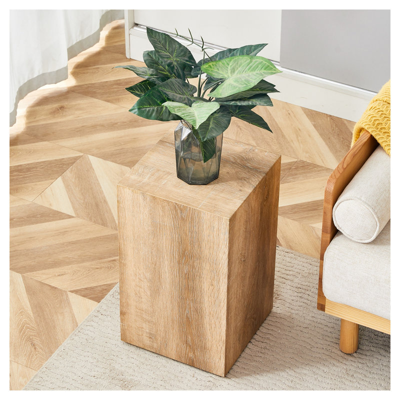 Table d'appoint moderne en MDF avec fini grain de bois naturel, 30 x 30 cm, idéale pour le salon.