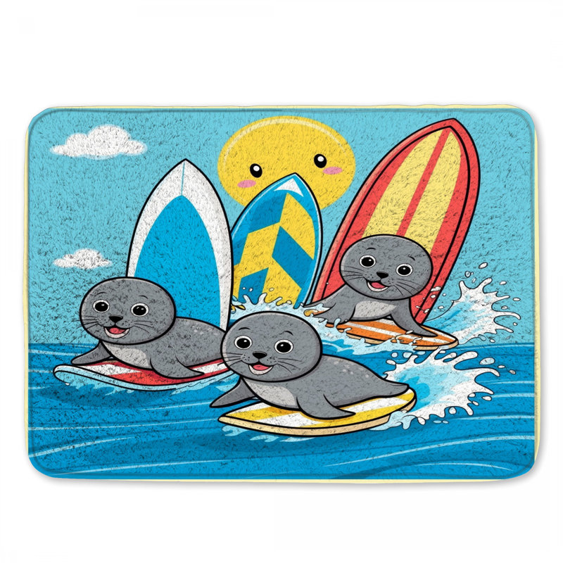 Tapis de bain Sails Surfing Illustration, L 34 po x L 21 po