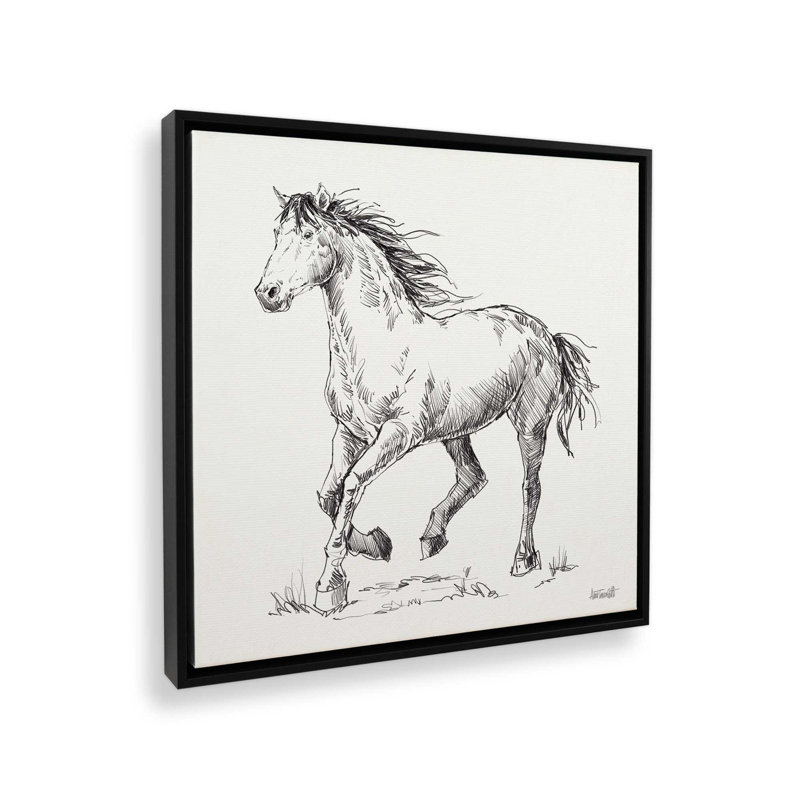 Trot Sketch by Anne Tavoletti Canvas Art Print, Black, Floater Frame, 12" H x 12" W