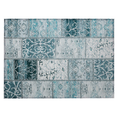 Tapis extérieur lavable antidérapant 2 pi x 3 pi bleu sarcelle