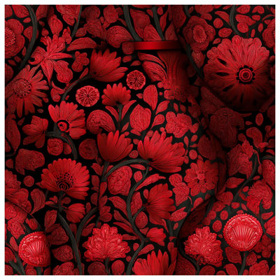 Red Flowers Wall Tapestry - Floral Wall Decor