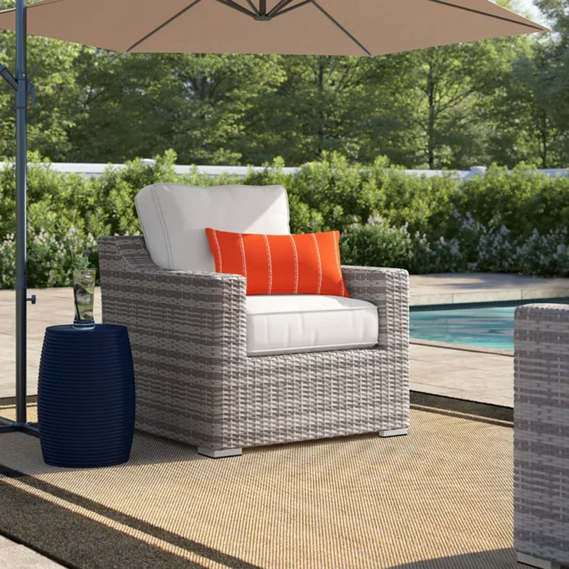 Chaise de patio entièrement assemblée avec coussins, 1, Gris clair