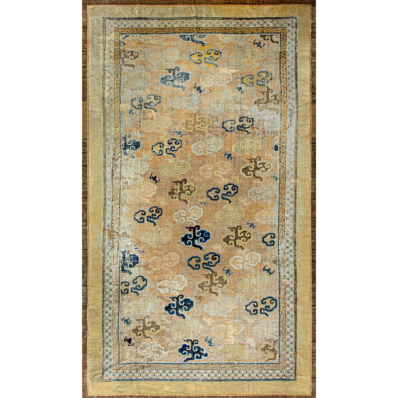 Tapis paille brun antique en laine taille pièce Ningxia antique
