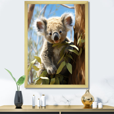 Realistic Koala Eucalyptus Observer 1 - Koala Animal Wall Art
