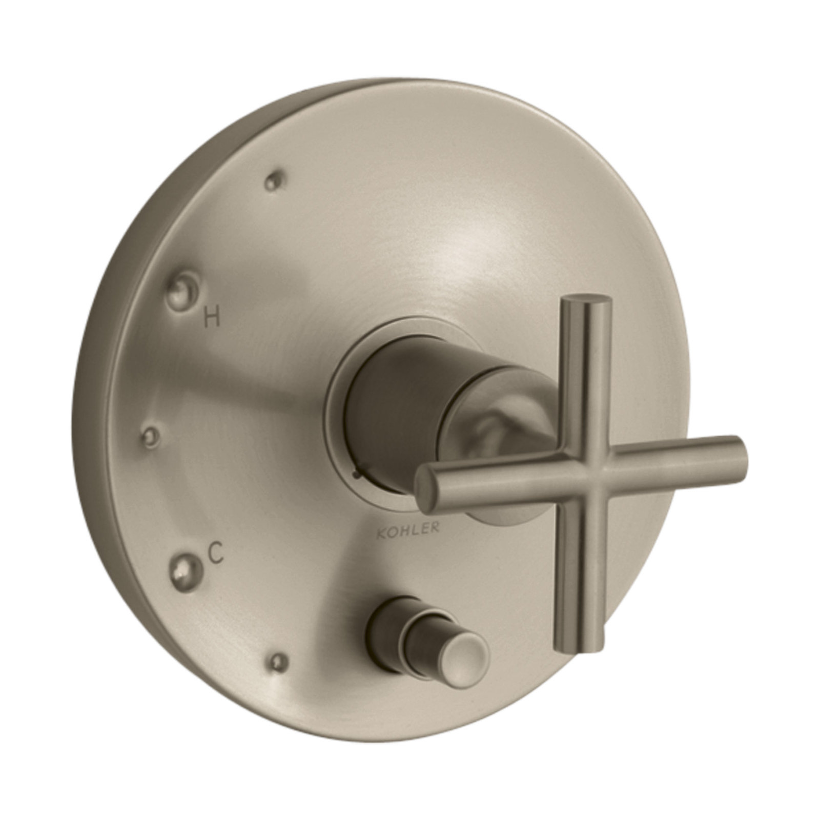 Purist Rite-Temp Pressure-Balancing Valve Trim with Cross Handles, Vibrant Brushed Bronze