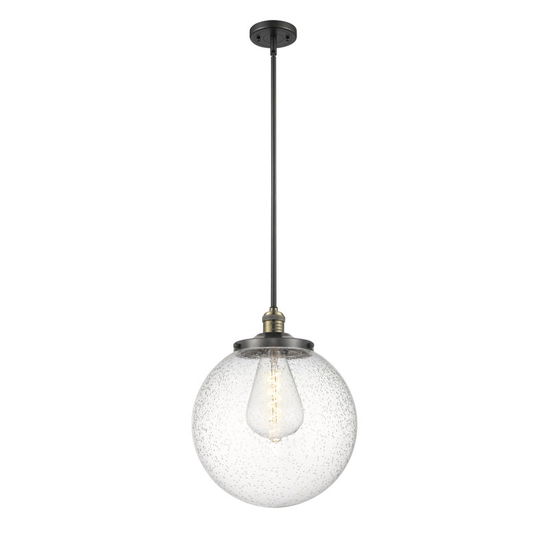 Luminaire suspendu simple à 1 lumière Beacon, Laiton antique noir, Grainé