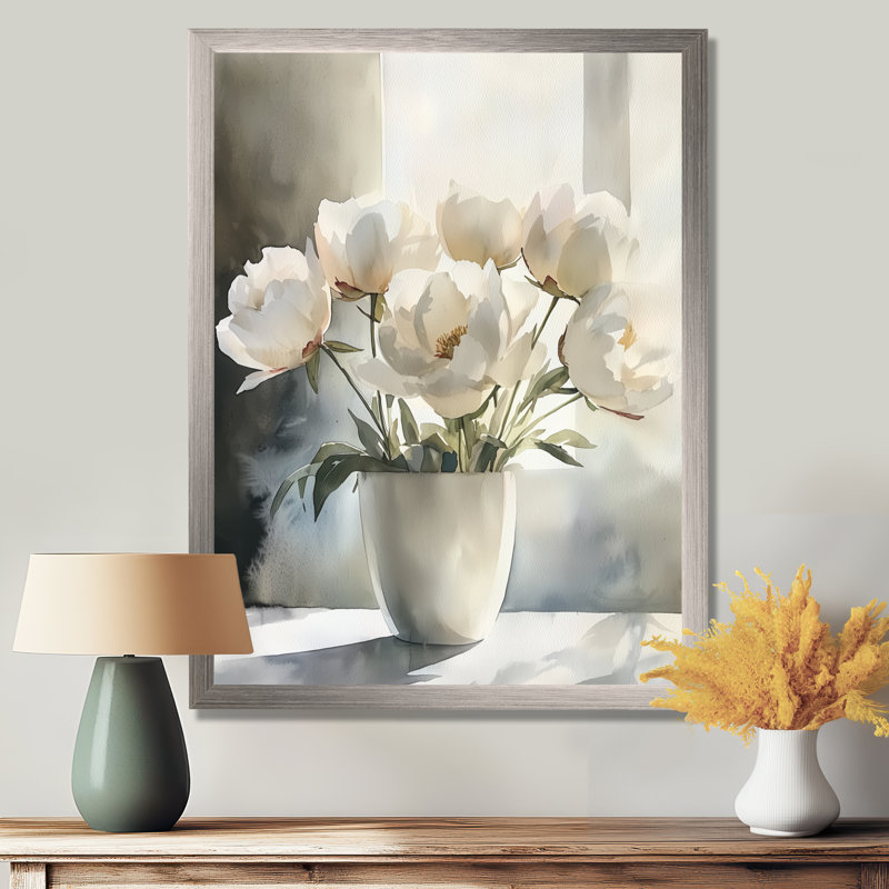 Blaisdell - Art mural floral, Reproduction encadrée d'une seule photo, Argent argent, H 20 po x l 12 po