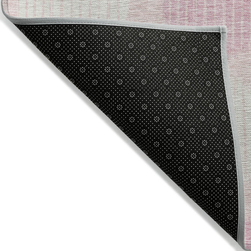 Tapis extérieur lavable à motif géométrique 10 pi x 14 pi rose et ivoire