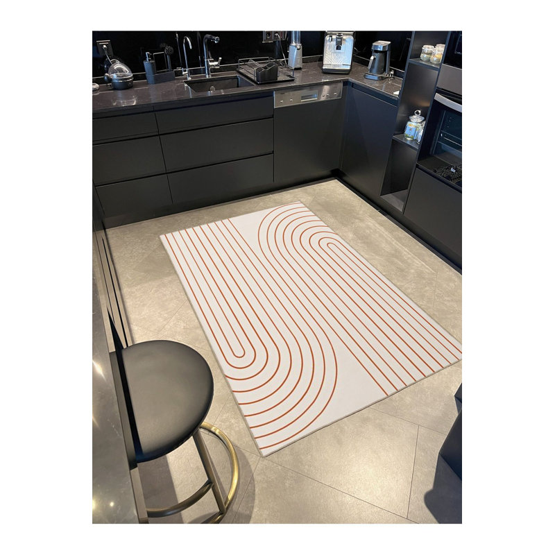 Tapis décoratif lavable à la machine à rayures, Sous-tapis carré 3 pi 3 po inclus
