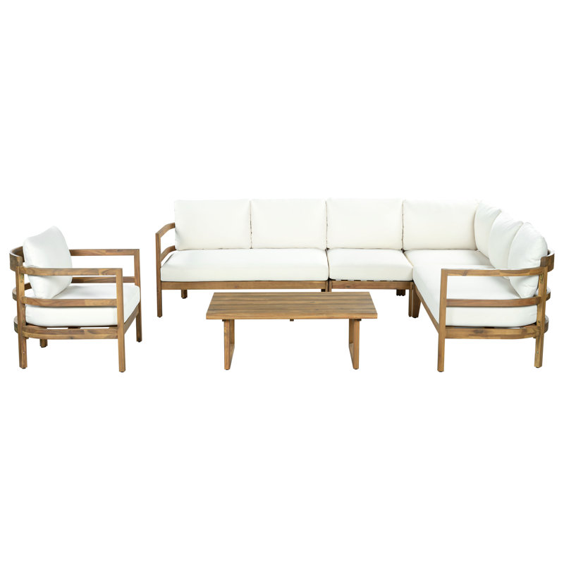 Ensemble de conversation modulaire d'extérieur en bois d'acacia 6 places avec coussins Radcliffe