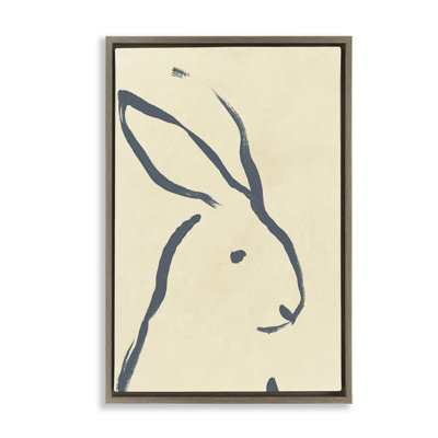 Toile flottante encadrée Minimal Rabbit Doodle par June Erica Vess