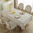 Rustic Cotton Linen Table Cloth,Tablecloths For 6 Foot Rectangle Tables,Waterproof Washable Tablecloth With Tassel Rectangle/Oblong, 55''X 86'', 6-8 Seats-378976530