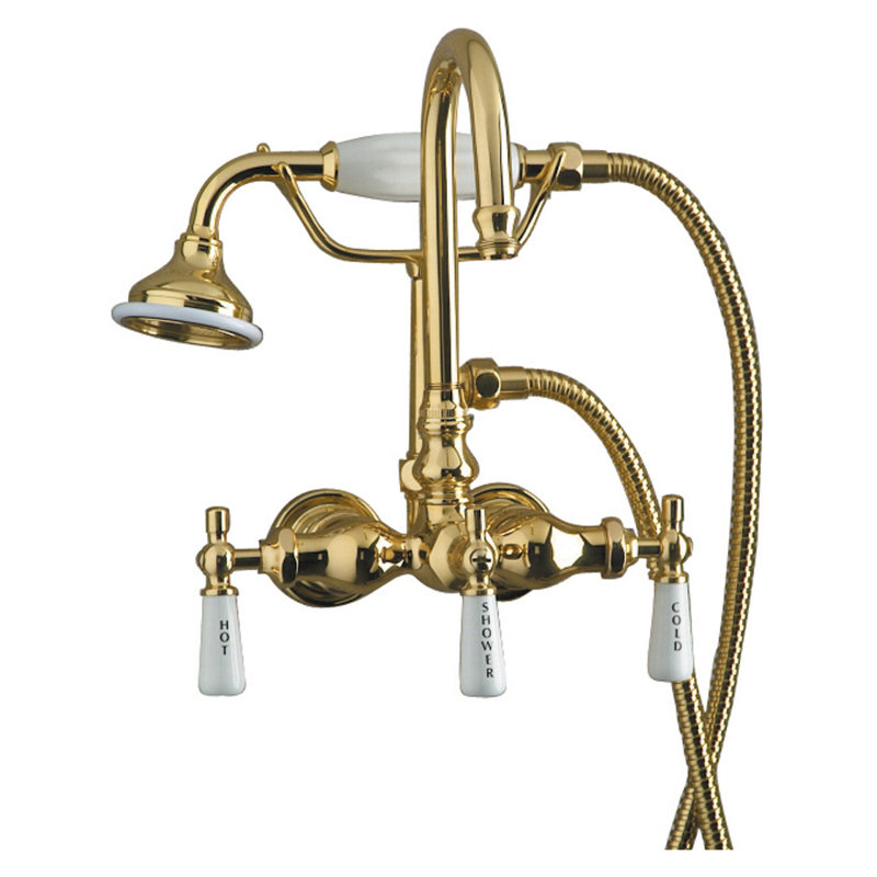 Triple Handle Tub-Wall Mounted Clawfoot Tub Faucet