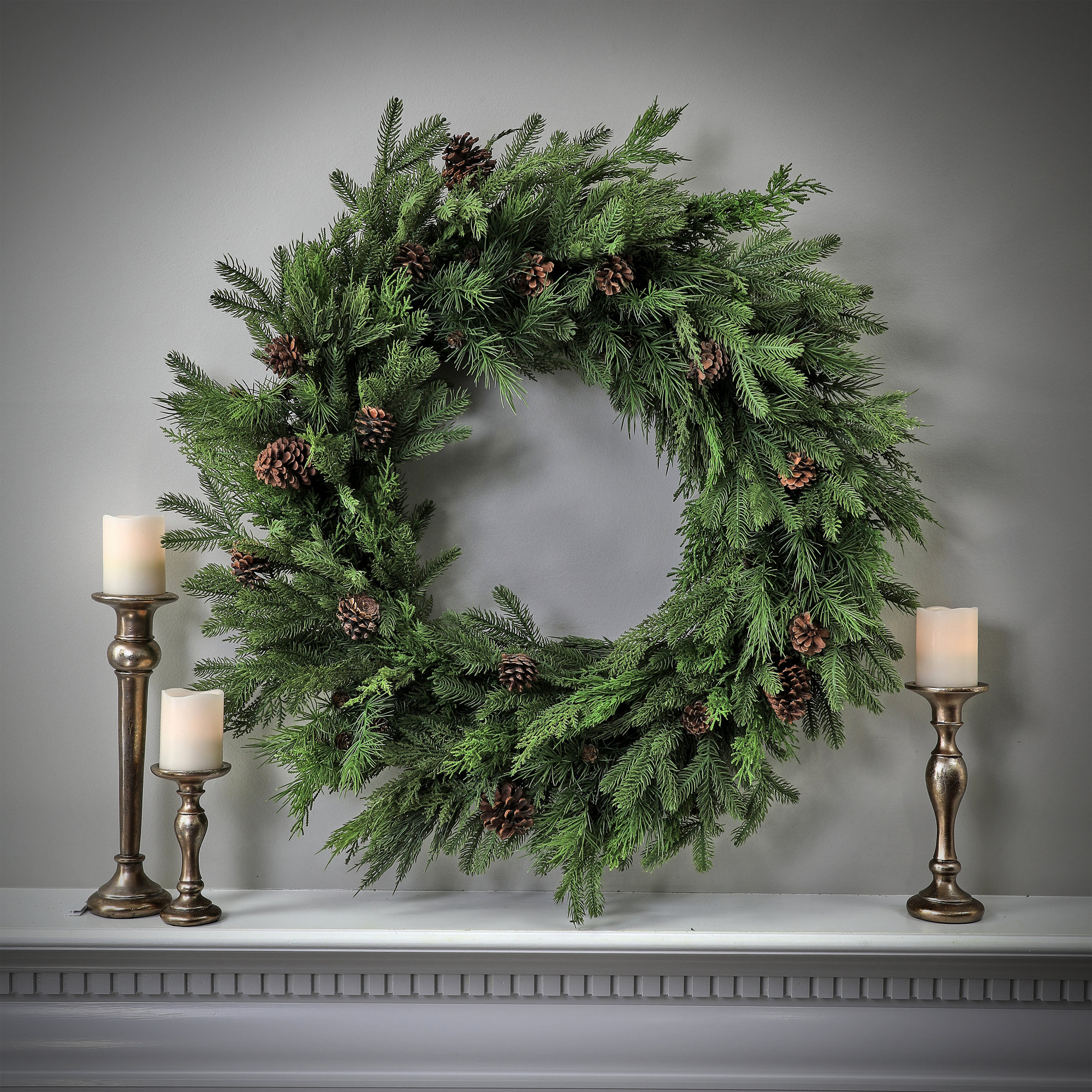 Natural Touch Mix Evergreen Wreath, 36" W x 36" H x 7" D