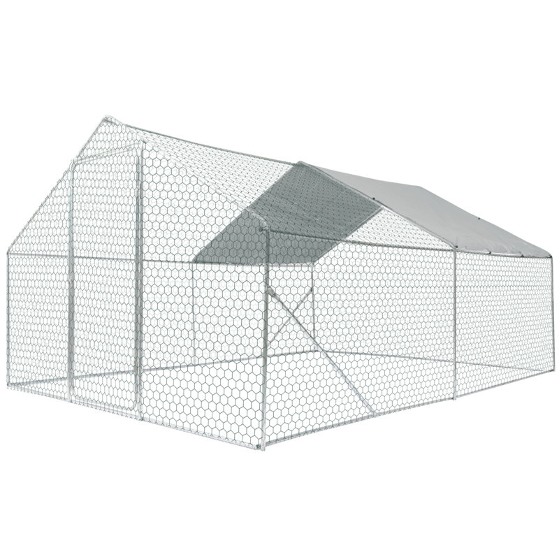 Poulailler en métal pour l'extérieur, H 78,74 po x l 157,48 po x P 118,11 po